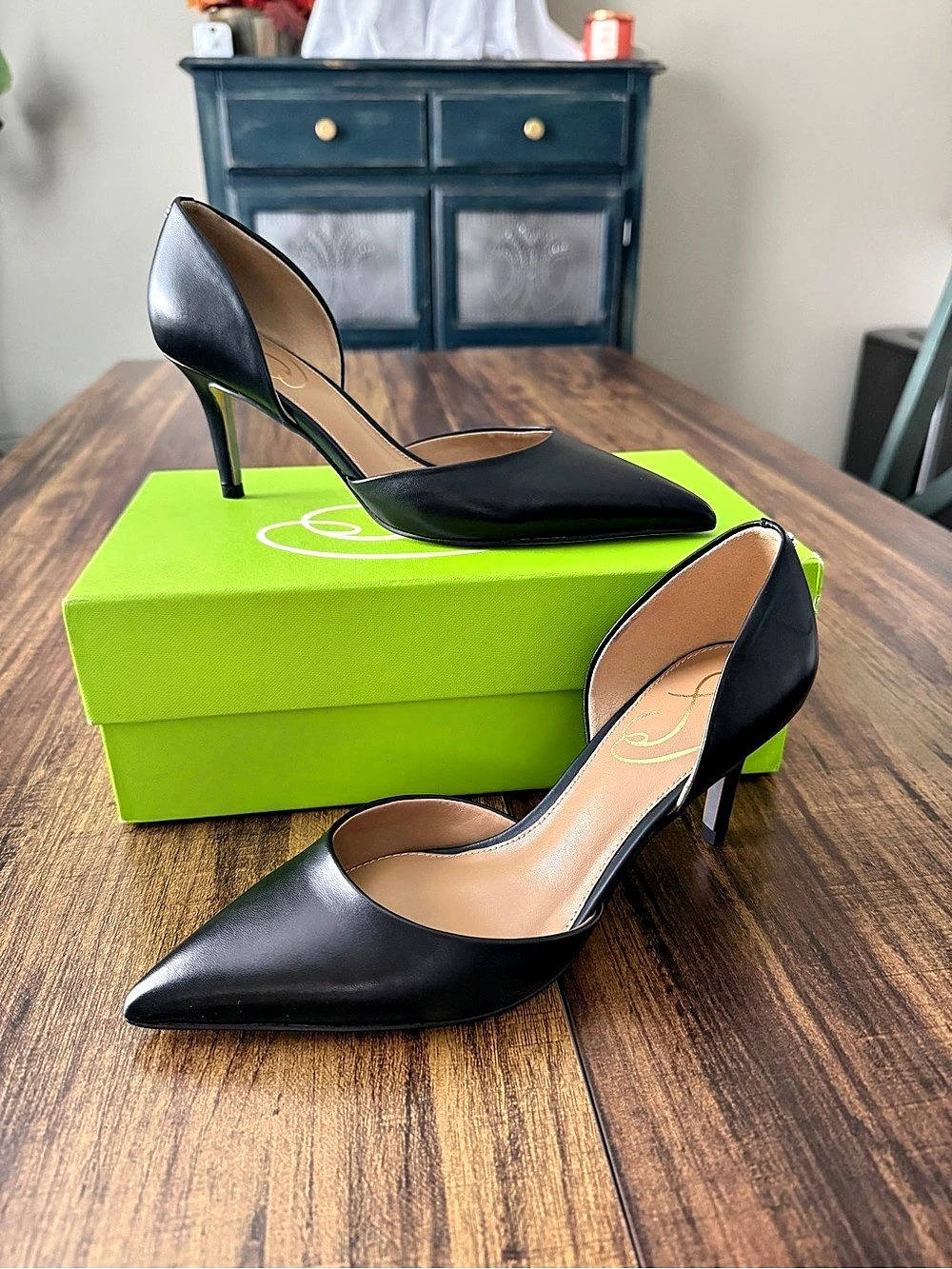 Sam Edelman Yara Leather Pointed-Toe Heels Black US 6.5 Like New